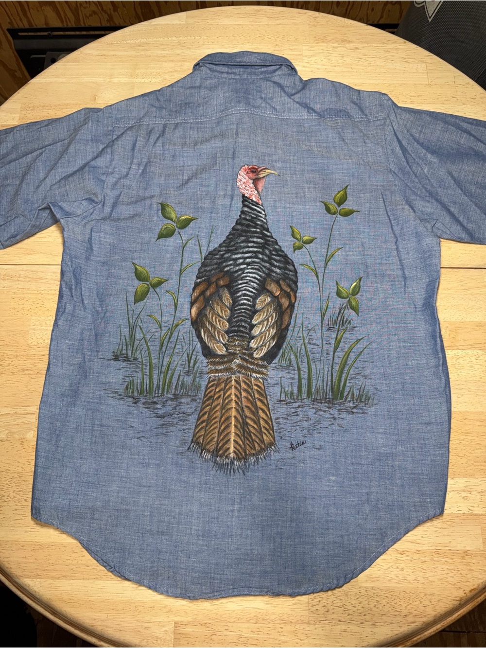 Vintage 70s Big Mac JCPenney Chambray Shirt Painted Turkey Back Graphic Retro